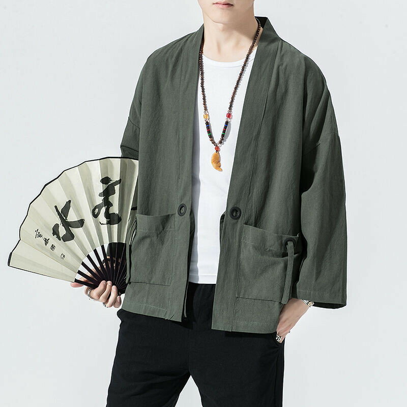 國風亞麻襯衫漢服男|古裝和服|寬鬆棉麻上衣|複古風唐裝|道袍道服|春秋開衫|韓係穿搭夏天|韓版休閒 衣服|大尺碼爸爸裝上