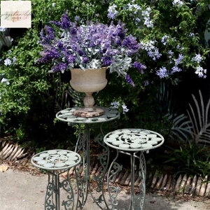 法式浪漫鐵藝花桌花架三件式組合花托做舊盆栽架裝飾階梯層次