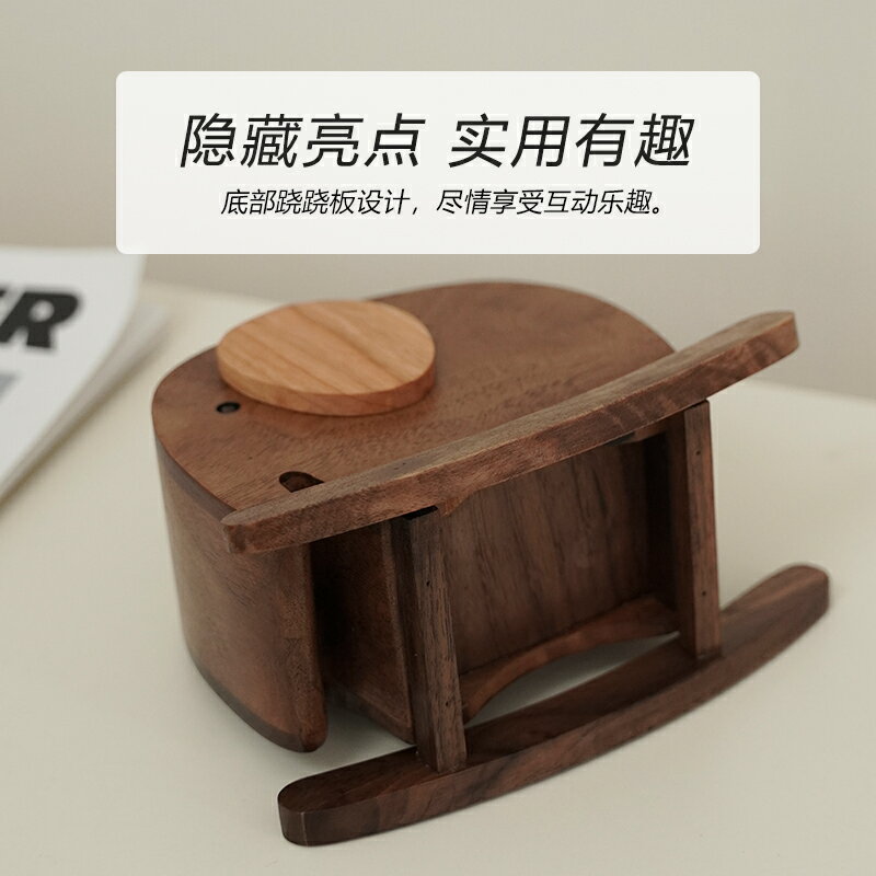 黑胡桃實木收納筒創意卡通小象筆筒遙控器收納盒化妝刷收納桶禮品