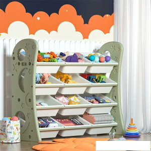 兒童玩具收納架寶寶玩具架子置物架家用書架整理櫃一體儲物箱盒子