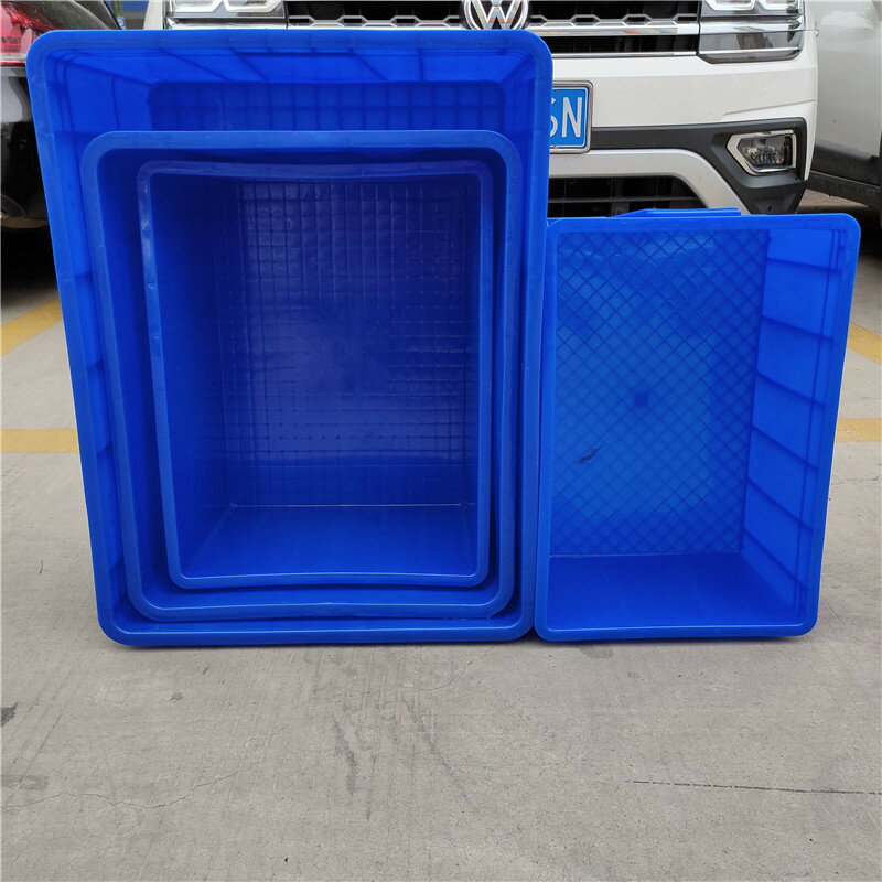 收納箱 PE塑料封閉箱 帶蓋長方形藍白色收納周轉箱整理箱