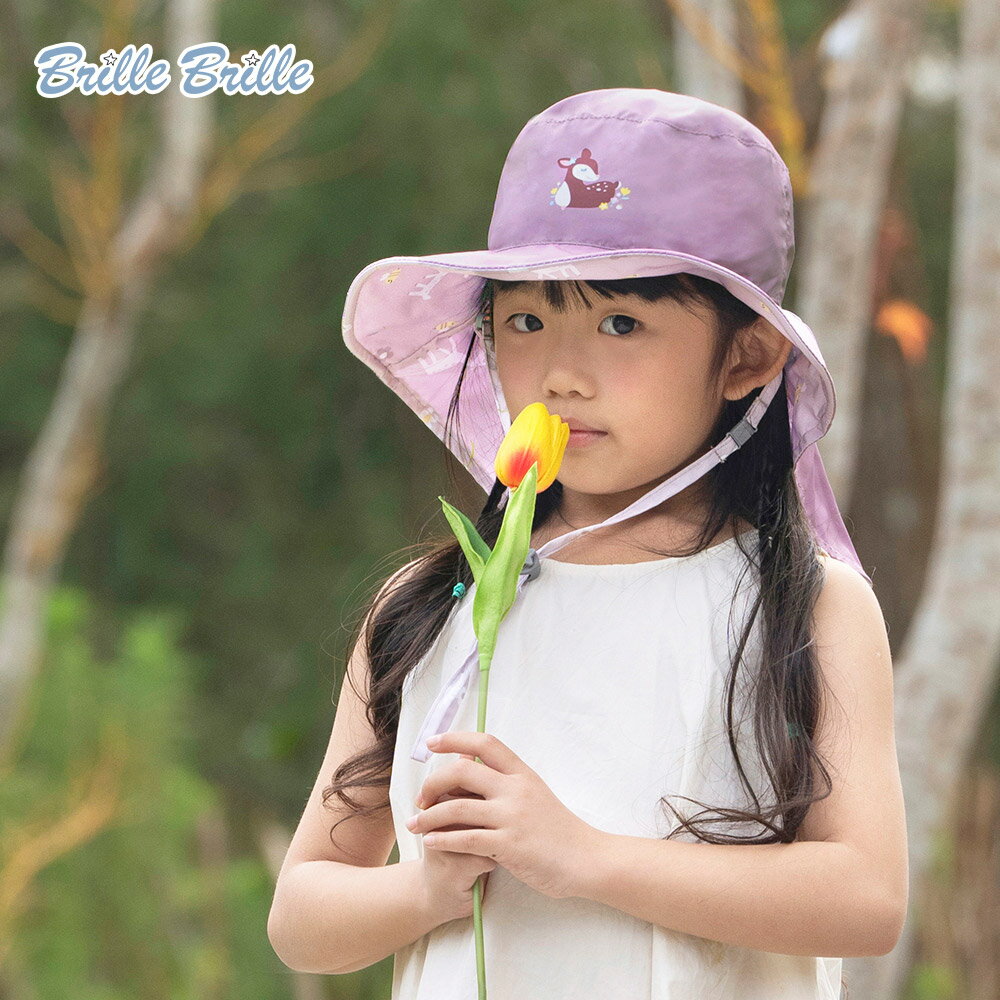 【Brille Brille】魟魚系列Manta Ray頸部防護 兒童防曬帽加長型-班比花園