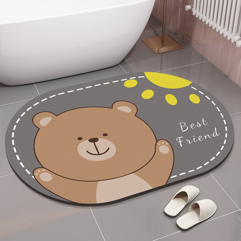 浴室硅藻泥地墊吸水衛生間廁所腳墊防滑洗手間速干小地毯家用卡通