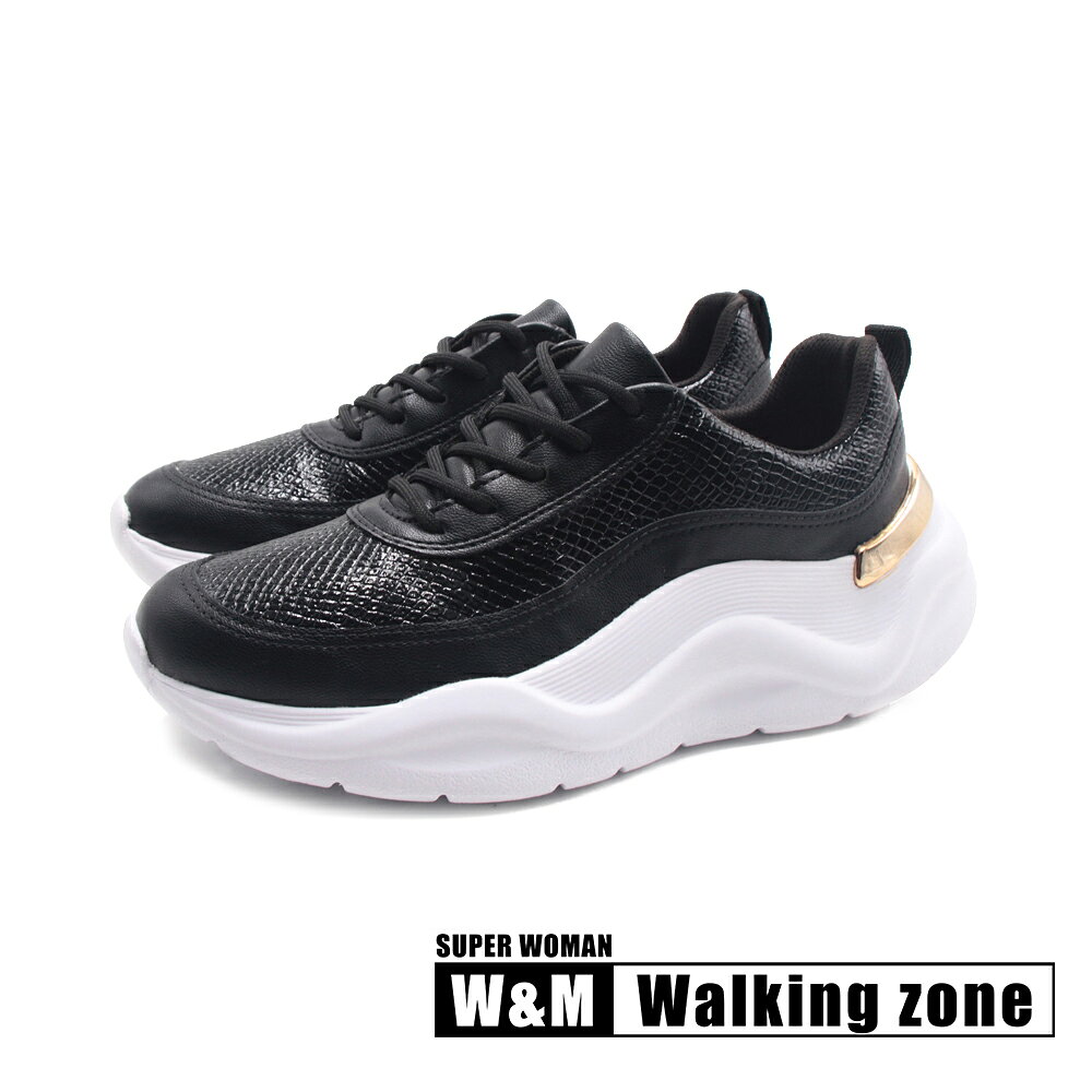WALKING ZONE(女)輕量EVA綁帶運動休閒鞋 女鞋-黑色