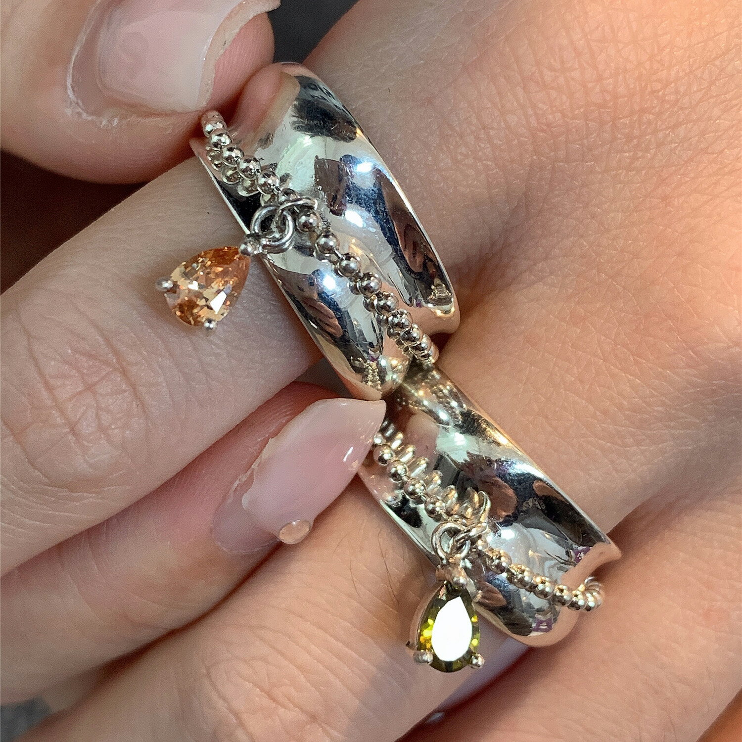小寶s925純銀水滴鋯石獨特設計戒指女小眾設計輕奢時尚個性高級感