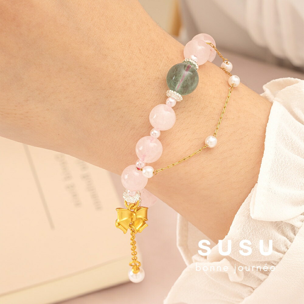 SU SU︱童話水晶手鍊❤️綠螢石 粉水晶 粉碧璽 事業運 招財 轉運 能量 防小人 送禮 推薦 6