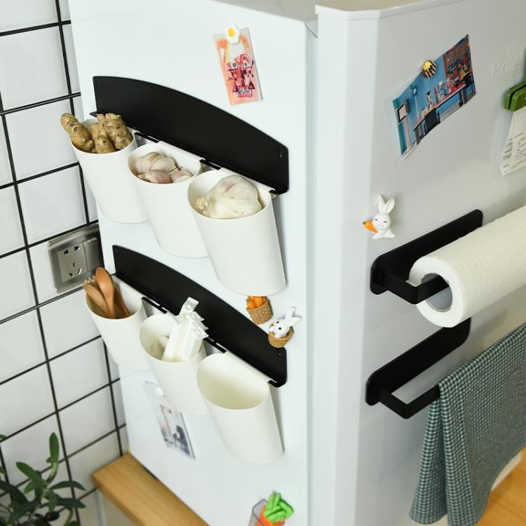 磁吸廚房裝姜蒜收納盒壁掛多功能小工具分格儲物冰箱置物架側收納 全館免運