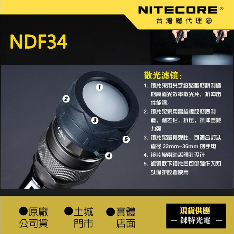 【NITECORE】原廠散光濾鏡 34mm濾鏡 NFG34 NFB34 NFR34 32mm~36mm都可以用