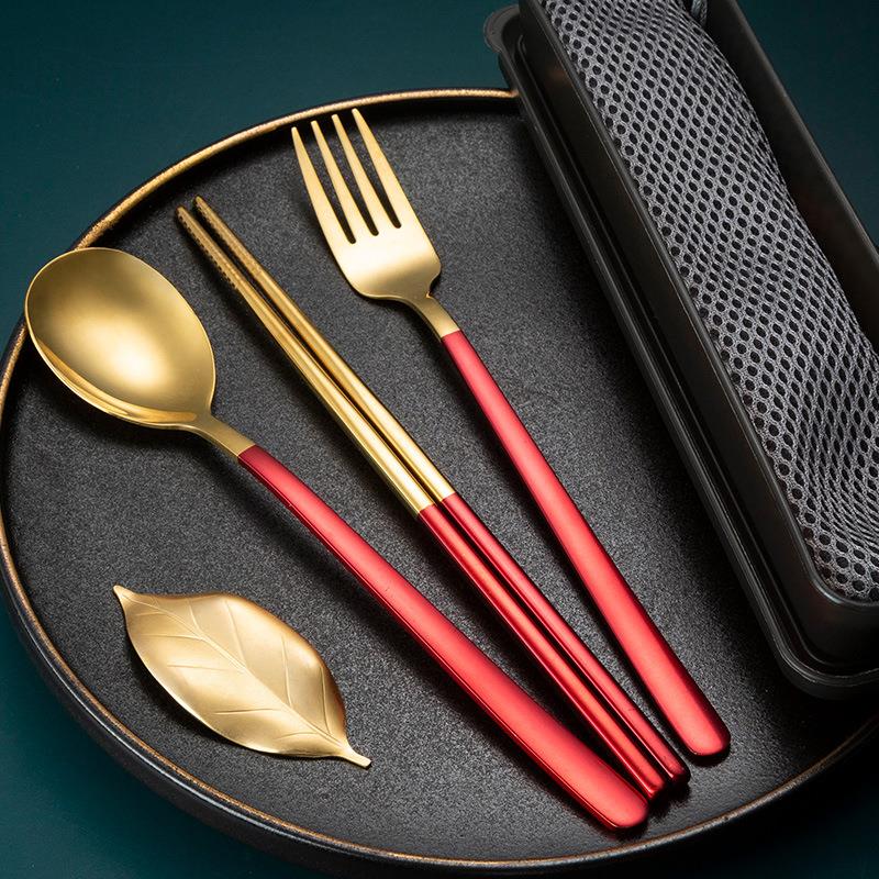 便攜式筷子勺子套裝大人學生兒童上班族不銹鋼餐具旅行外帶一人食
