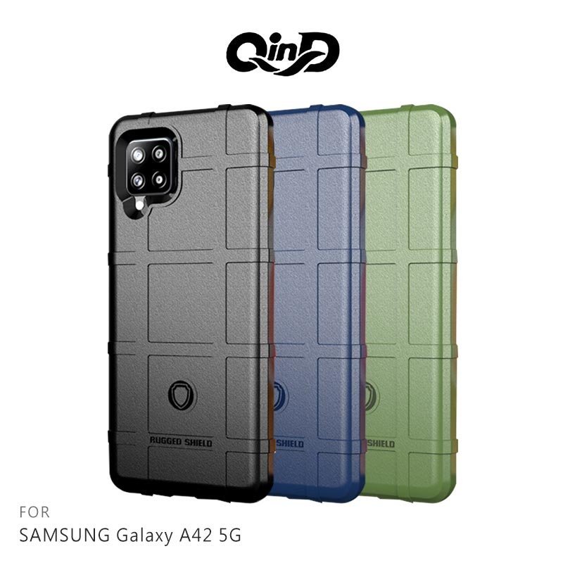 QinD SAMSUNG Galaxy A42 5G 戰術護盾保護套 TPU 手機殼 鏡頭加高【APP下單4%點數回饋】