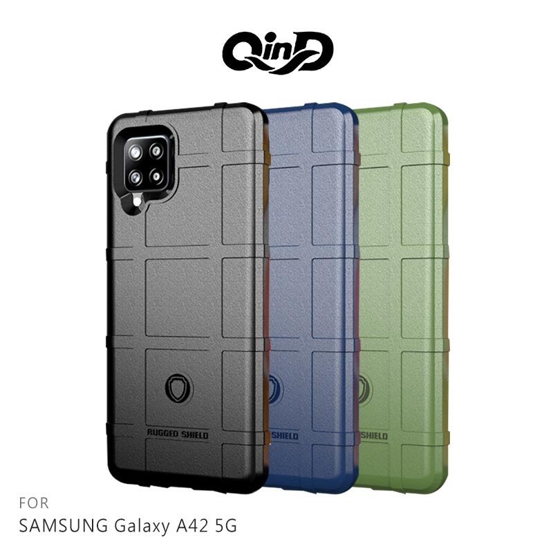 【4%點數】QinD SAMSUNG Galaxy A42 5G 戰術護盾保護套 TPU 手機殼 鏡頭加高【限定樂天APP下單享點數回饋】