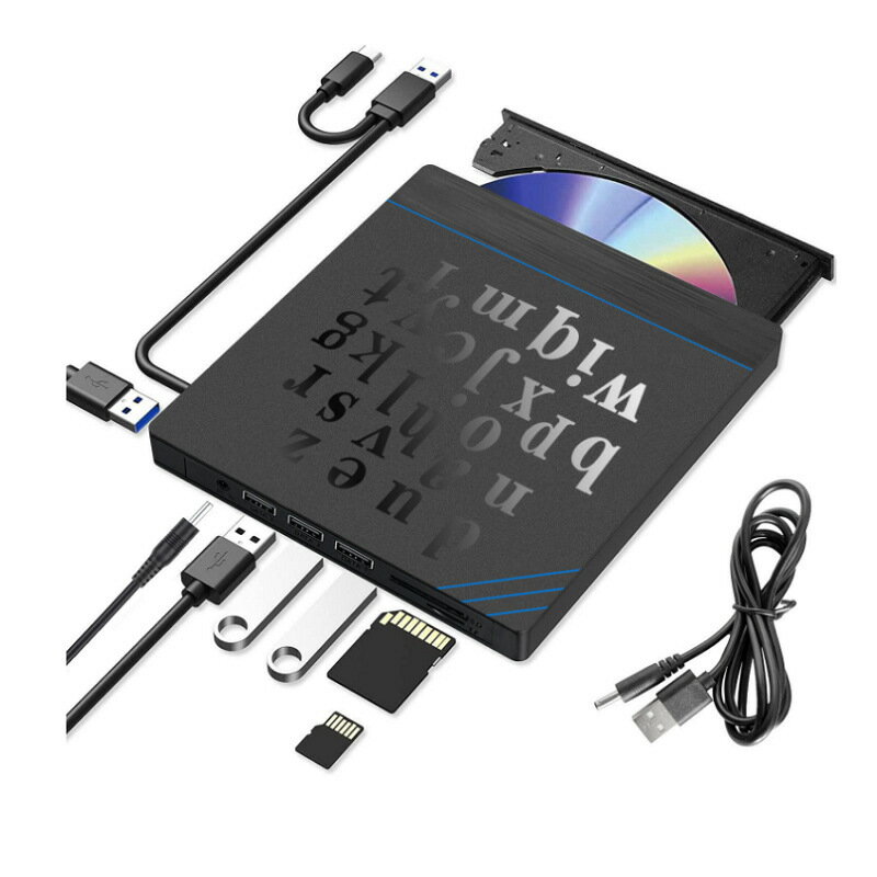 外接光碟機dvd燒錄機電腦擴充套件塢HUB七合一多功能光驅雙介面type-C【宜家良品百貨】
