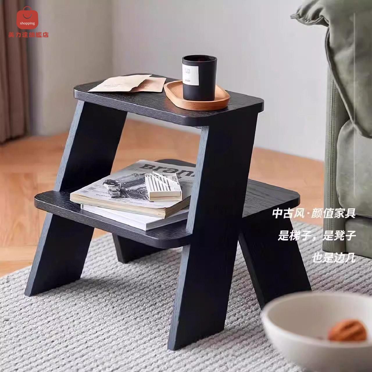 梯子 人字梯 鋁合金梯子 摺疊梯 實木網紅新款凳子椅子梯凳中古風腳凳家用多功能矮凳換鞋創意板凳 八折減免 特價出 可開發票
