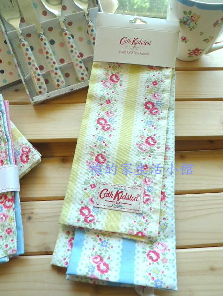 *Realhome*英國名牌Cath Kidston ~全新 條紋玫瑰花款 長巾 (2入) New