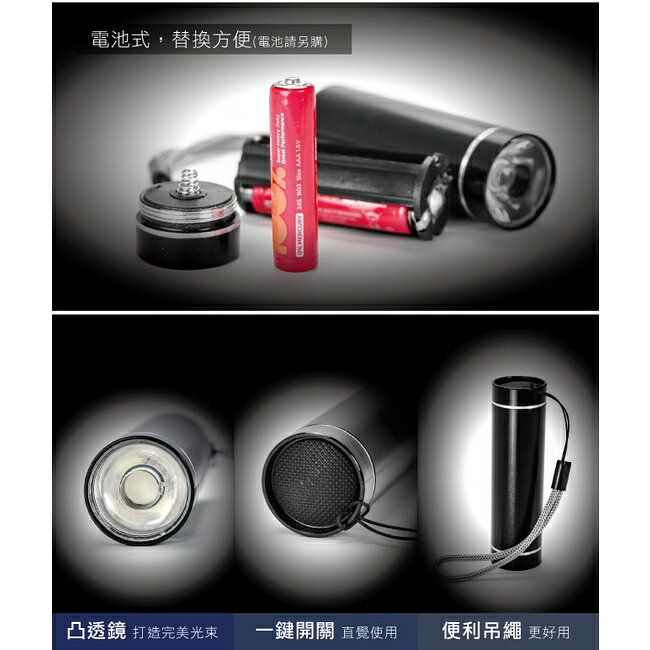 【KINYO】鋁合金迷你LED手電筒 (LED) 高亮度LED  鋁合金外殼 ｜露營 戶外 緊急照明 3
