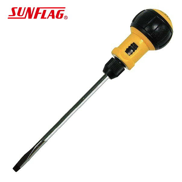 起子 日本 新龜 SUNFLAG NO.1900 球型棘輪螺絲起子 一字起子 (6x100mm)【領券800折50最高再折千】12/31止