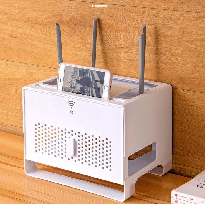 無線路由器收納盒機頂盒置物架wifi網線整理盒插座遮擋神器【林之舍】