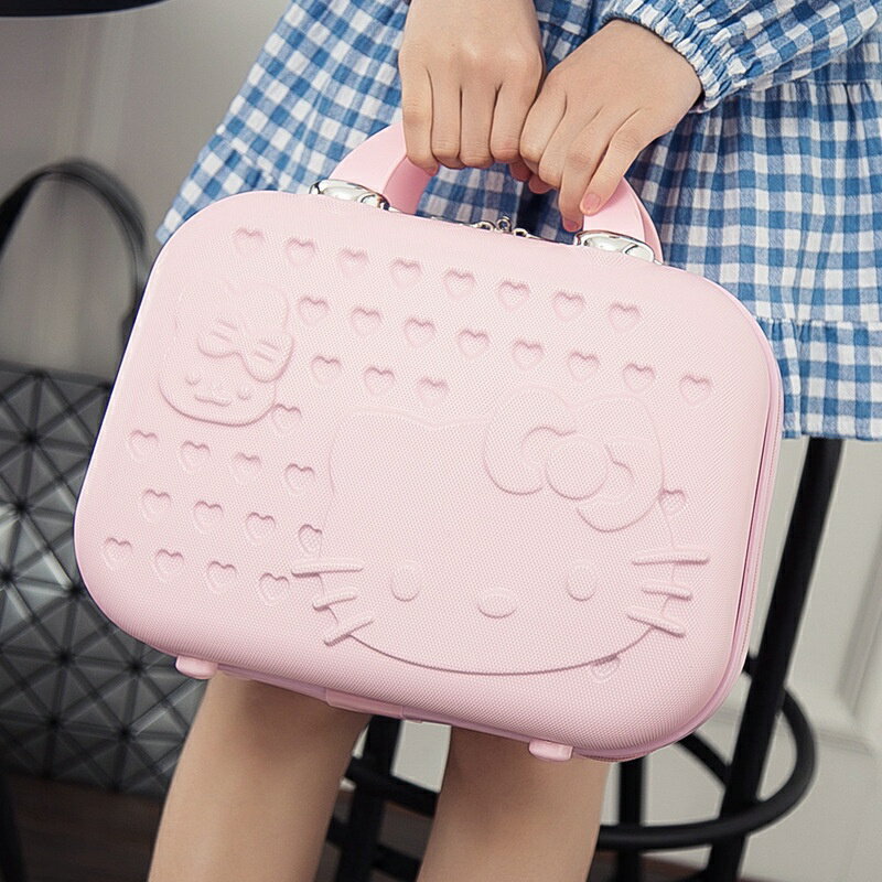 Hello Kitty凱蒂貓KT硬殼 韩版可爱卡通猫化妆箱14寸卡通手提箱子小行李箱旅行手拎皮箱