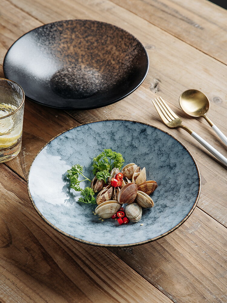 沙拉碗 日式沙拉碗 水果碗 日式陶瓷拉面碗斗笠碗沙拉碗大號圓碗高腳碗裝菜碗湯碗餐廳商用