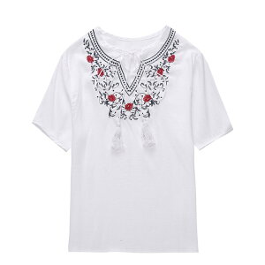FINDSENSE G5 韓國時尚 夏季 清涼 短袖 休閒 舒適 刺繡 圓領 T恤 上衣