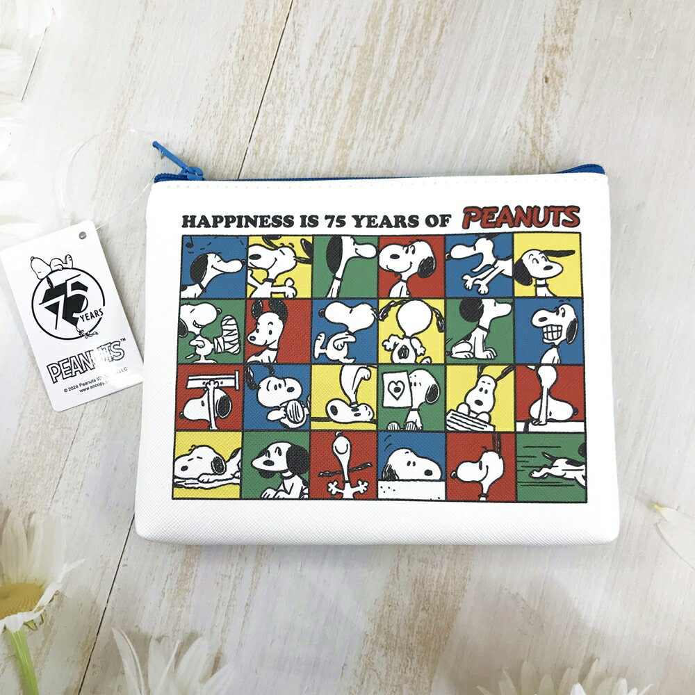 【現貨】日本進口 snoopy 史努比 75週年 方形萬用包 (白色款)｜小鶴日貨