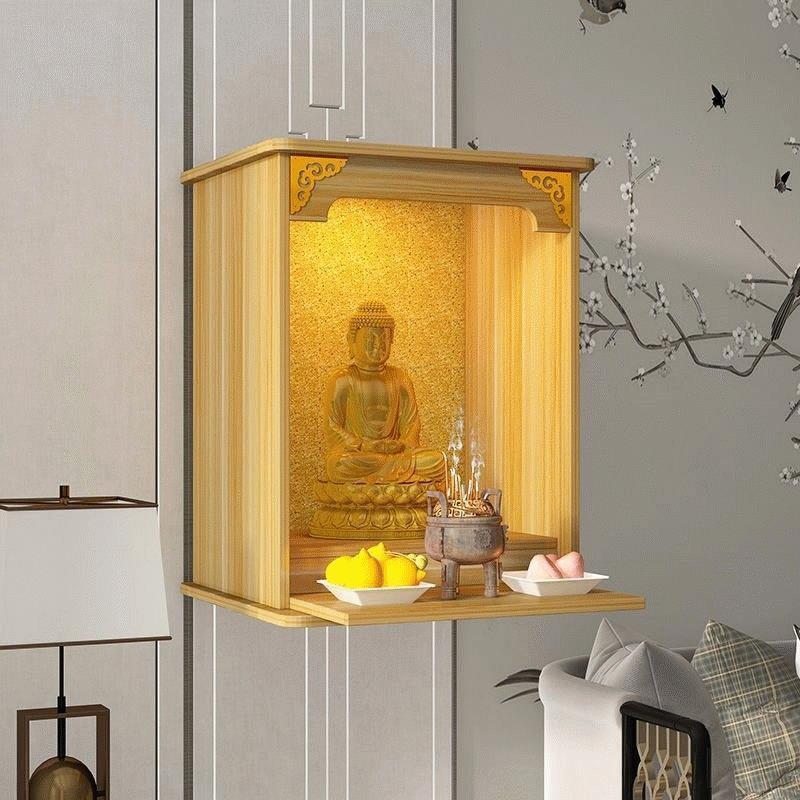 墻壁神柜掛現代觀音菩薩輕奢櫥柜佛龕家用壁掛式小型柜掛佛像神臺 c7213