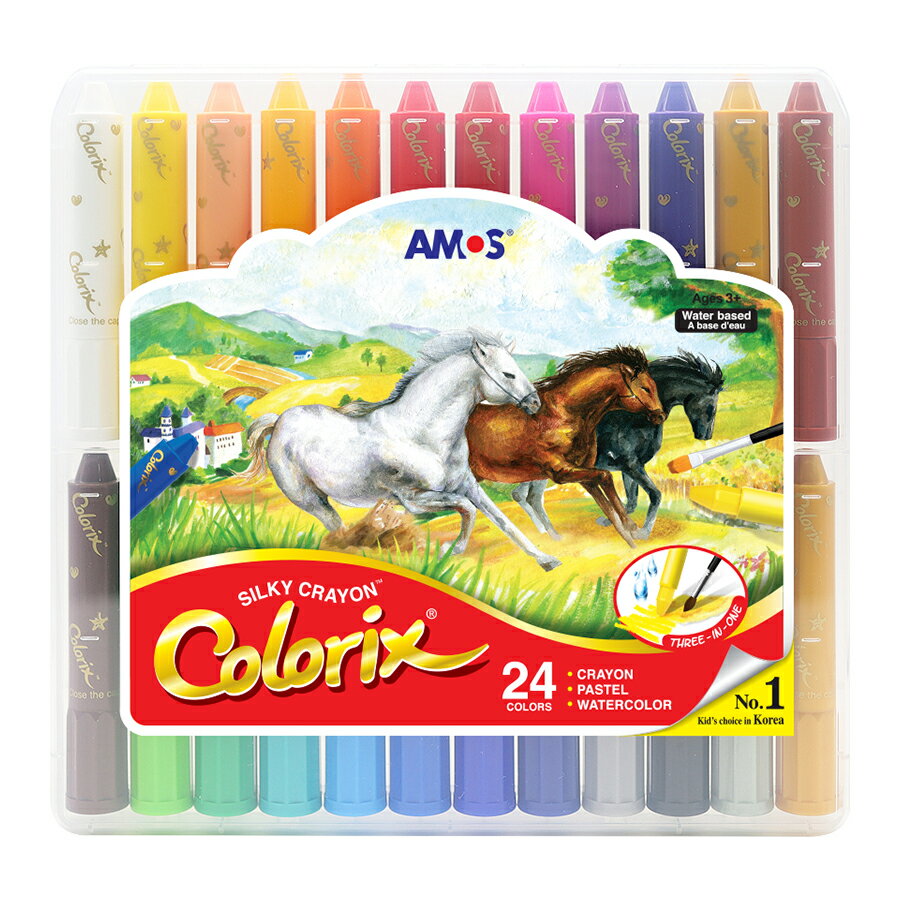 AMOS 阿摩斯 韓國原裝 24色 粗款 神奇水蠟筆 /組 CRX5PC24