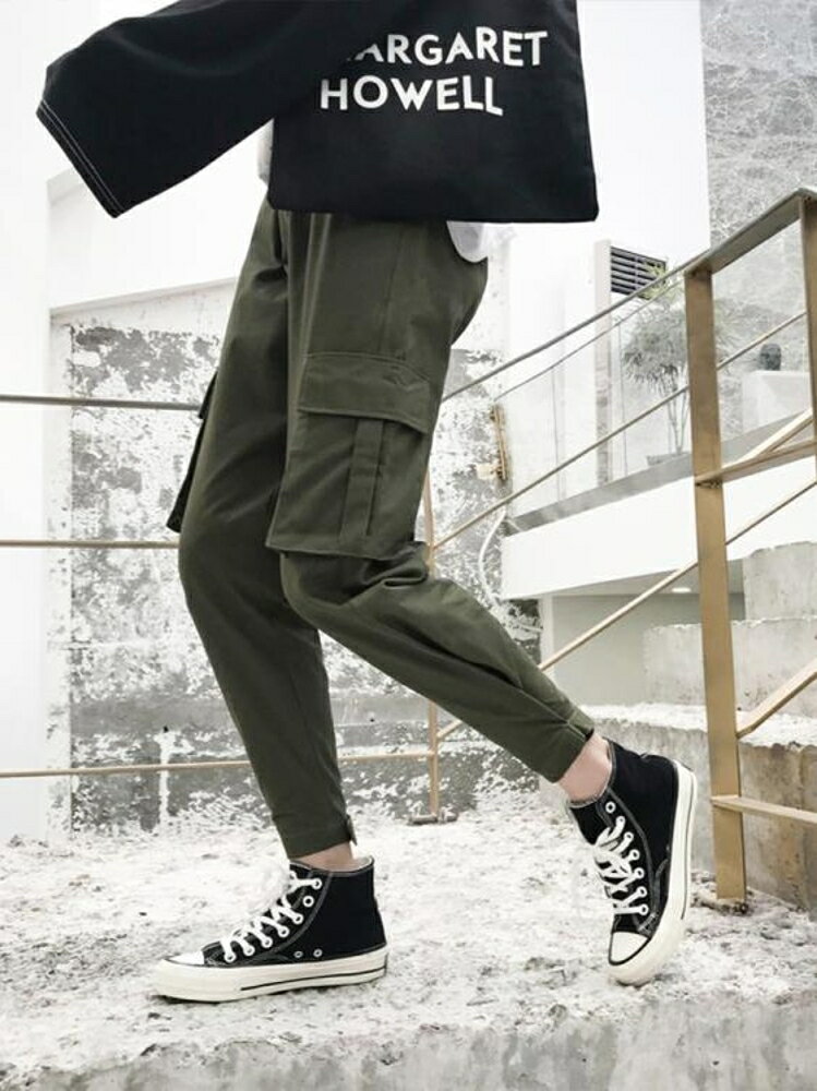 休閒褲 ins工裝褲女秋冬高腰顯瘦寬鬆bf潮hiphop束腳加絨休閑束口直筒褲 清涼一夏鉅惠