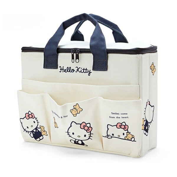 【震撼精品百貨】凱蒂貓 Hello Kitty~日本SANRIO三麗鷗 Kitty尼龍多口袋手提收納箱 L (米動作款)*00701