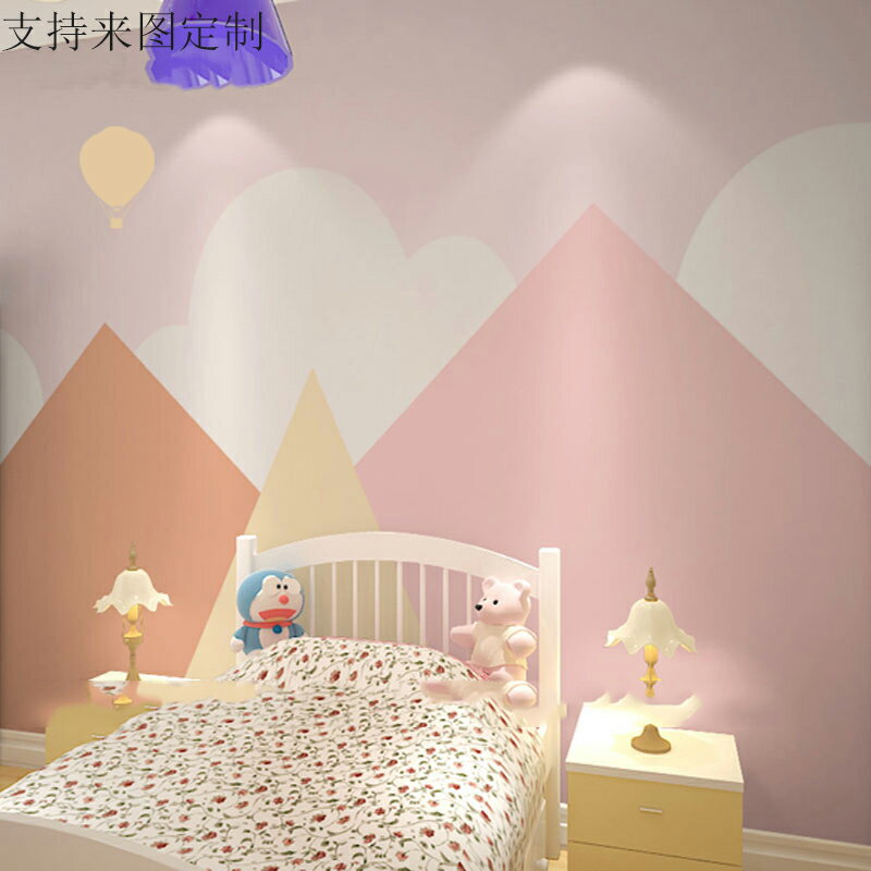 北歐兒童房桌布 男孩房間背景墻紙女孩臥室墻紙壁畫 無縫卡通桌布