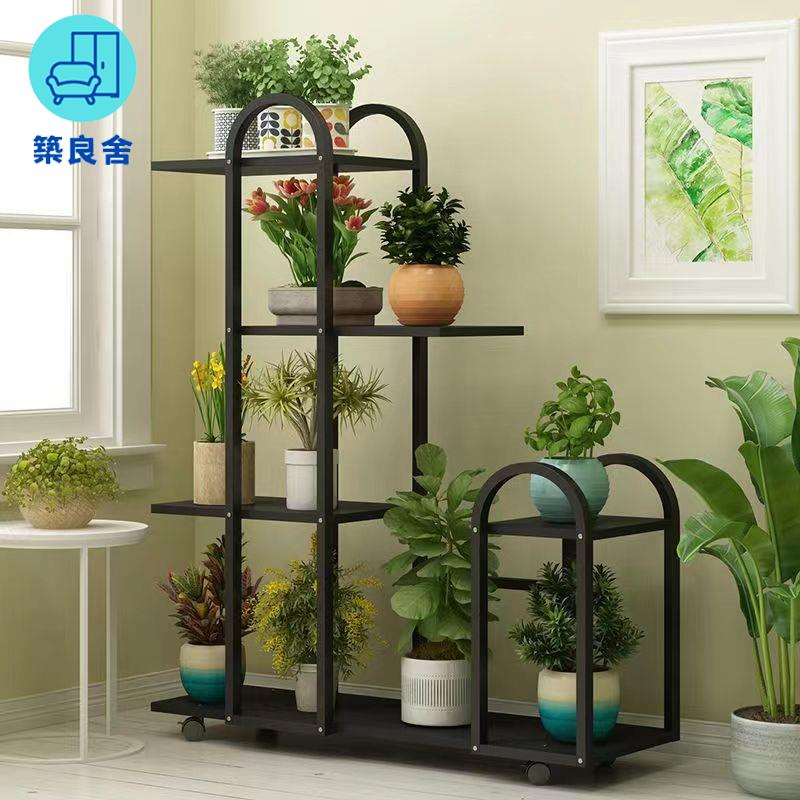 免運 附發票 花架 陽臺花架 置物架 花盆架 木馬花架鐵藝室內多層簡約陽臺置物架客廳落地多肉綠蘿花盆輪子店長推薦/特惠 全館折扣 售後保障m5320