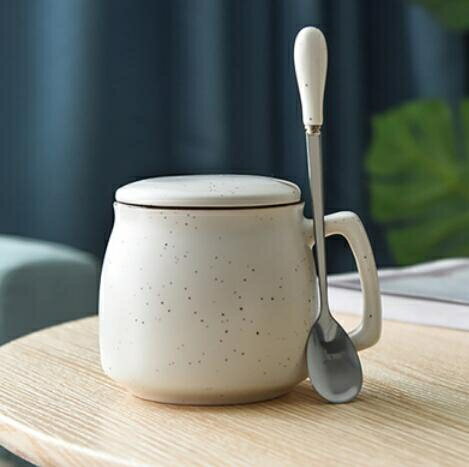 咖啡杯 日式陶瓷杯 復古牛奶杯 陶瓷水杯咖啡杯馬克杯帶蓋勺