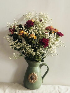 浪漫干花組合滿天星玫瑰康乃馨花束插瓶釉變立體葵花餐廳花瓶組合