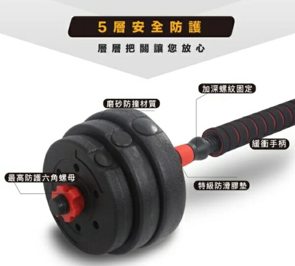成功SUCCESS S5245 二合一組合式可調式啞鈴組槓鈴組20KG | 大