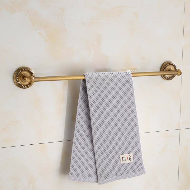 收納架 銅歐式浴室衛浴五金掛件黃銅仿古單層掛毛巾桿衛生間單桿毛巾架