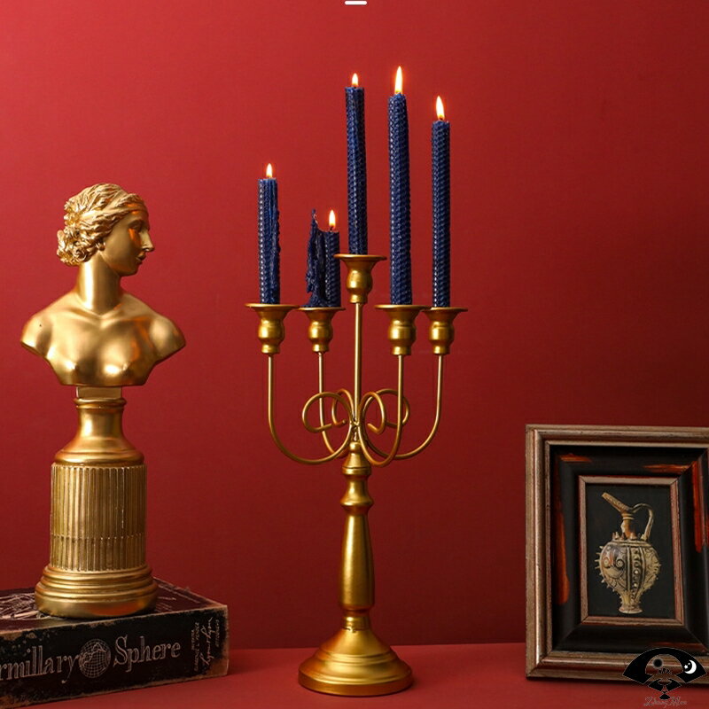 歐式鐵藝燭臺復古創意餐廳蠟燭臺餐桌擺件裝飾品美式裝飾婚慶擺設
