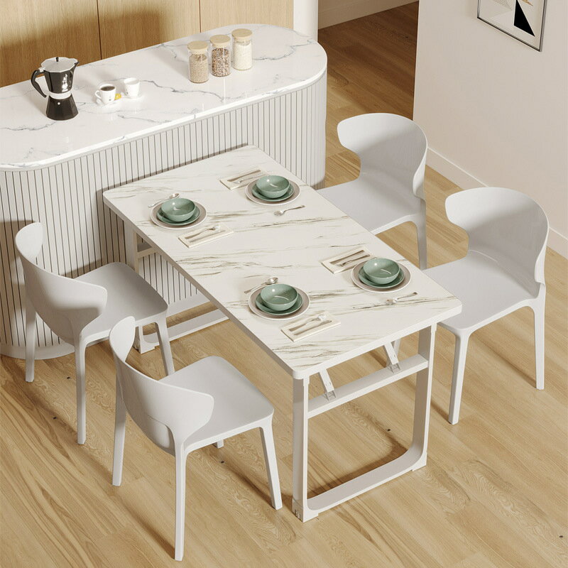 簡約餐桌可折疊家用小戶型吃飯桌子桌椅組合簡易長方形快餐桌