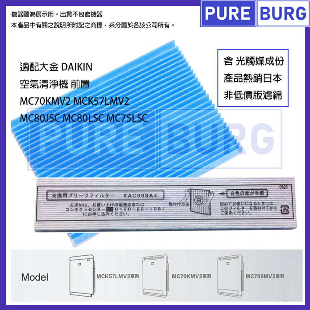 適用DAIKIN 大金藍色光觸媒褶皺過濾網 (5入包裝) MC75LSC MC809SC MC80LSC MC75JSC