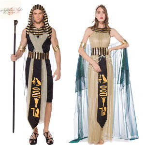 萬聖節 成人 情侶 埃及法老國王 埃及艷后演出服 表演舞臺表演 服裝