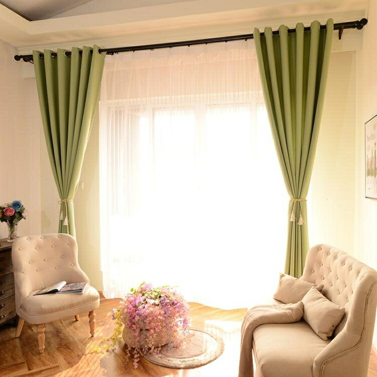 純色棉麻窗簾成品簡約現代全遮光布料亞麻客廳臥室落地窗飄窗紗簾 【麥田印象】