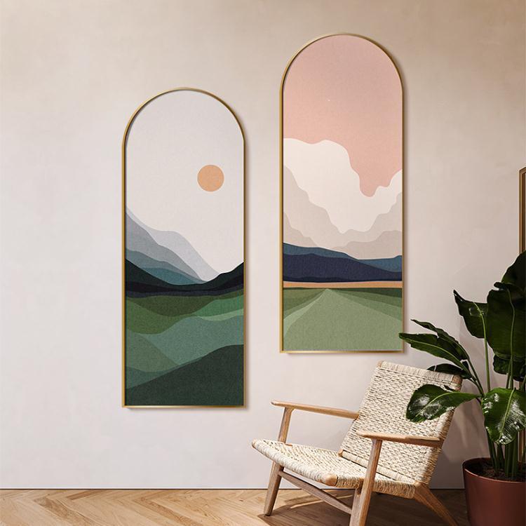 現代抽象風景裝飾畫簡約客廳背景墻玄關走廊掛畫創意拱形 樂樂百貨