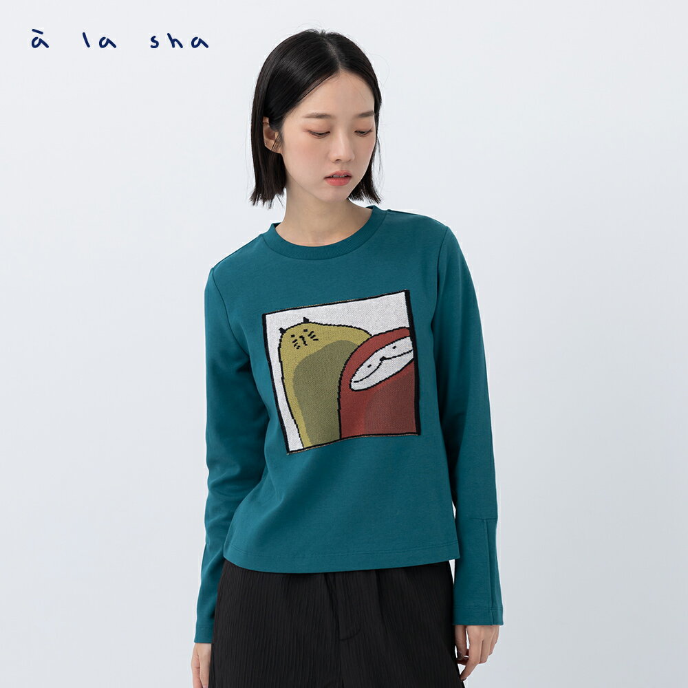 a la sha 針織抹茶Q咪長袖上衣
