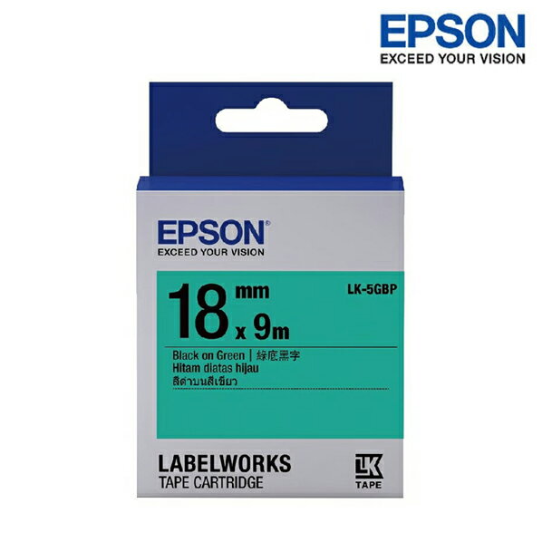 EPSON LK-5GBP 綠底黑字 標籤帶 粉彩系列 (寬度18mm) 標籤貼紙 S655405