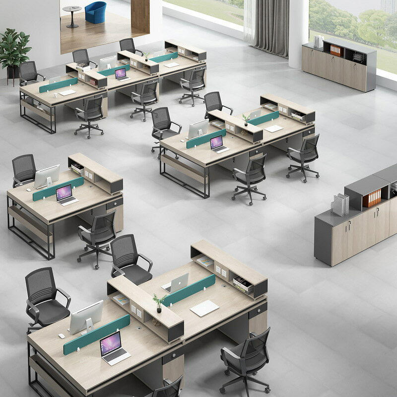 免運速發 辦公桌 工位桌 員工桌職員桌辦公桌椅組合簡約現代6雙人位4員工工位屏風辦公桌子辦公室