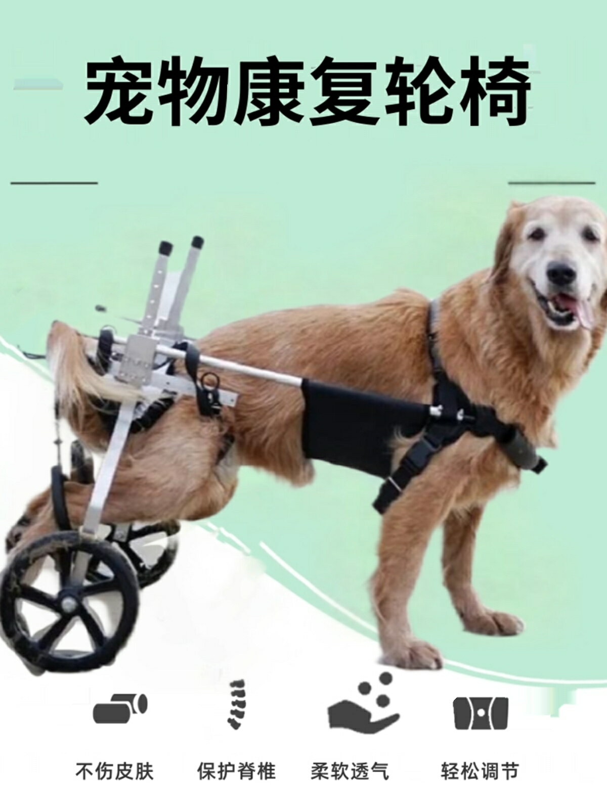 中大型狗輪椅車后肢康復訓練脊椎炎癱瘓殘疾輔助后腿支架犬代步車 森馬先生旗艦店