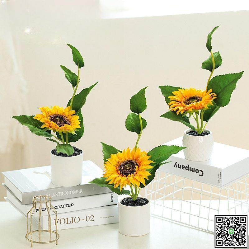 北歐家居房間模擬向日葵太陽花仿真花盆景花創意擺件植物盆栽桌面-UM.有米家居