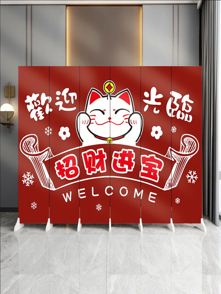 日式屏風招財日料店餐廳簡易和風遮擋迎客折疊移動式隔斷浮世繪貓/屏風/擋風屏/隔斷屏/遮擋屏/折疊屏/玄關屏風/客廳屏風