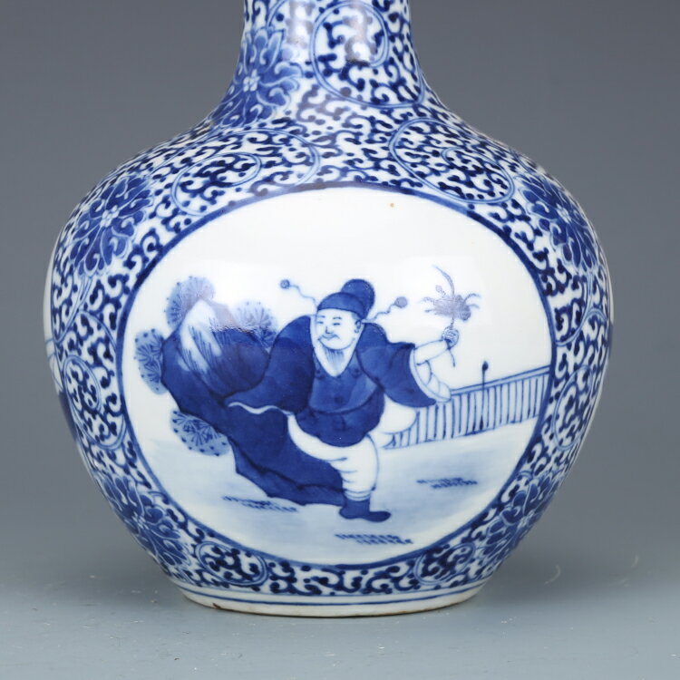 大清康熙青花開窗人物天球瓶仿古瓷器古董真品包老保真收藏品古玩| 協貿
