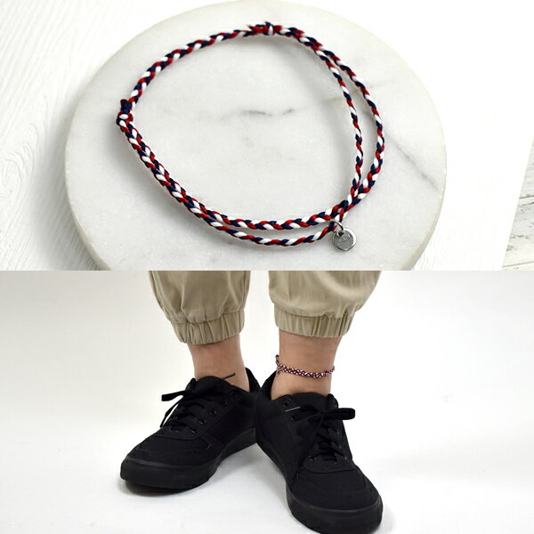 腳鍊 素面圓牌藍白紅伸縮繩【NAS40】