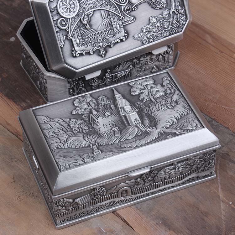 歐式仿古珠寶盒 合金屬錫器復古典創意首飾盒 項鏈手鏈手表收納盒